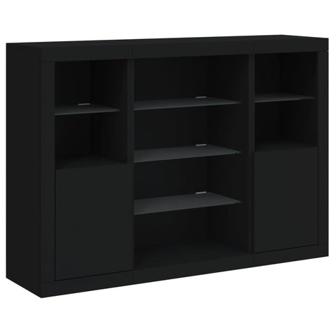 vidaXL Sideboards with LED Lights 3 pcs Black Engineered Wood
