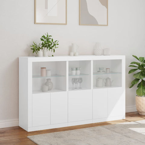 vidaXL Sideboard with LED Lights White 162x37x100 cm