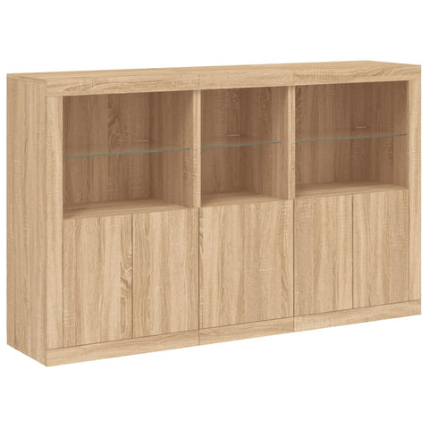 vidaXL Sideboard with LED Lights Sonoma Oak 162x37x100 cm