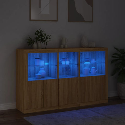 vidaXL Sideboard with LED Lights Sonoma Oak 162x37x100 cm