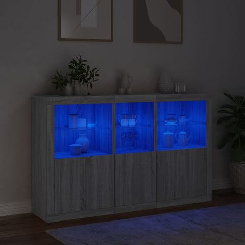 vidaXL Sideboard with LED Lights Grey Sonoma 162x37x100 cm