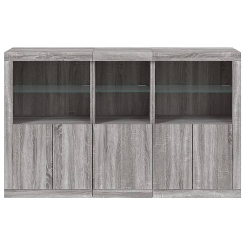 vidaXL Sideboard with LED Lights Grey Sonoma 162x37x100 cm