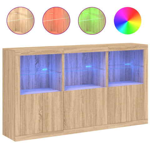 vidaXL Sideboard with LED Lights Sonoma Oak 181.5x37x100 cm