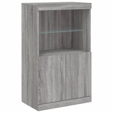 vidaXL Sideboard with LED Lights Grey Sonoma 181.5x37x100 cm
