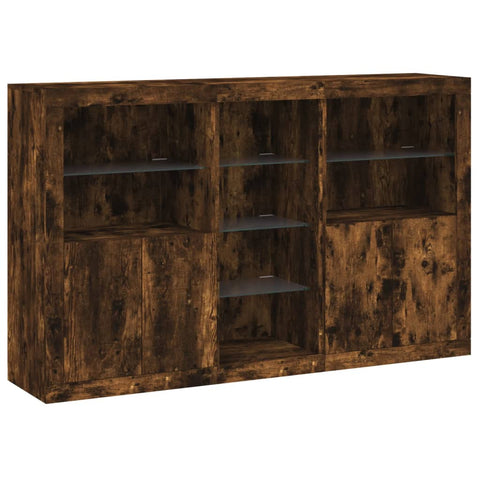 vidaXL Sideboard with LED Lights Smoked Oak 162x37x100 cm