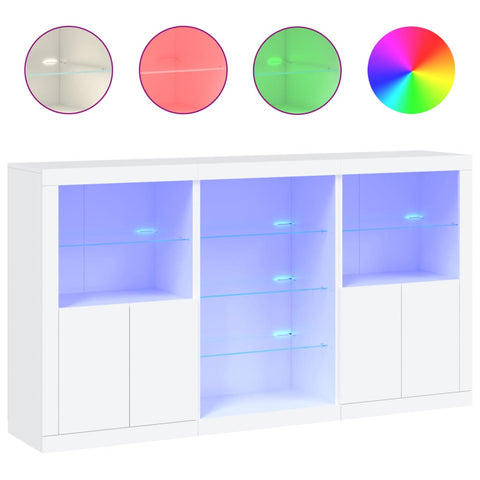 vidaXL Sideboard with LED Lights White 181.5x37x100 cm