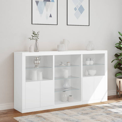 vidaXL Sideboard with LED Lights White 181.5x37x100 cm