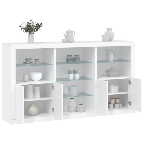 vidaXL Sideboard with LED Lights White 181.5x37x100 cm