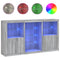 vidaXL Sideboard with LED Lights Grey Sonoma 181.5x37x100 cm