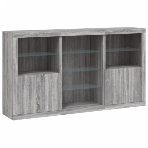vidaXL Sideboard with LED Lights Grey Sonoma 181.5x37x100 cm