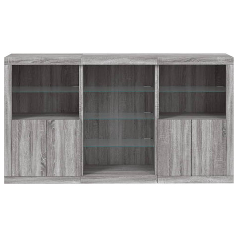vidaXL Sideboard with LED Lights Grey Sonoma 181.5x37x100 cm