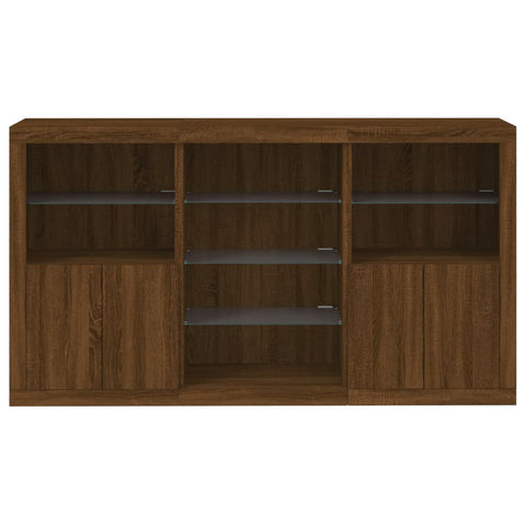 vidaXL Sideboard with LED Lights Brown Oak 181.5x37x100 cm
