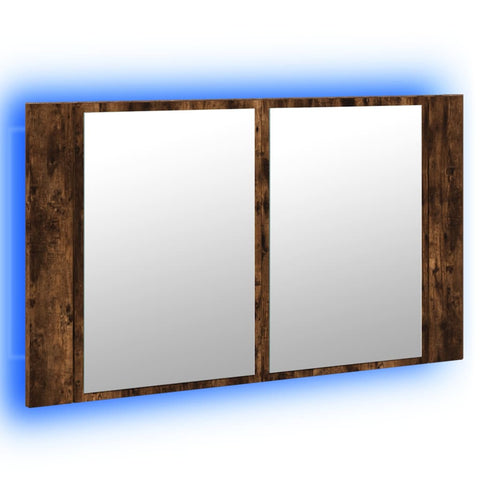 vidaXL LED Bathroom Mirror Cabinet Smoked Oak 80x12x45 cm Acrylic
