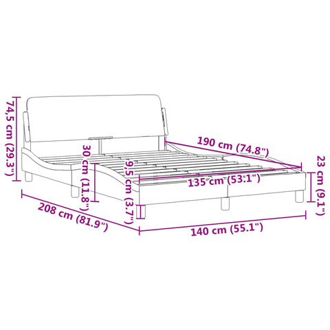 vidaXL Bed Frame "Dover" Dark Grey 135x190 cm Double Velvet