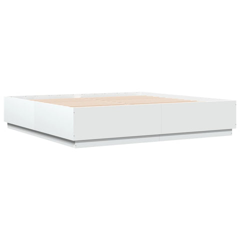 vidaXL Bed Frame with LED without Mattress White 200x200 cm