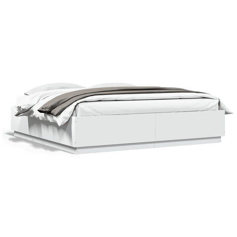 vidaXL Bed Frame with LED without Mattress White 200x200 cm