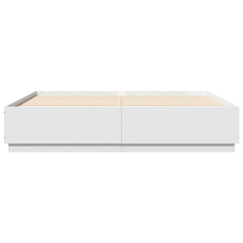 vidaXL Bed Frame with LED without Mattress White 200x200 cm