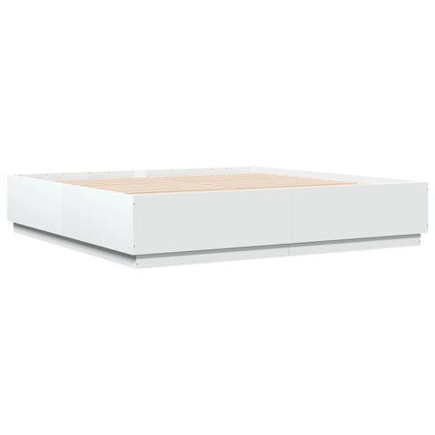 vidaXL Bed Frame with LED without Mattress White 200x200 cm