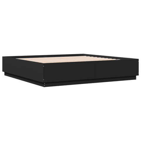 vidaXL Bed Frame with LED without Mattress Black 200x200 cm