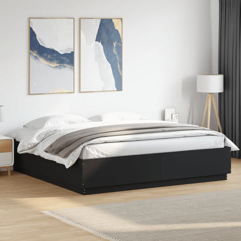 vidaXL Bed Frame with LED without Mattress Black 200x200 cm