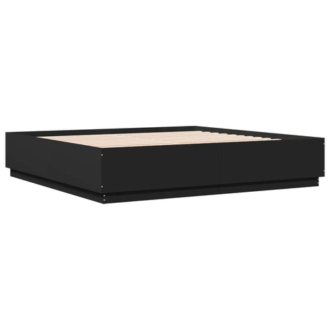 vidaXL Bed Frame with LED without Mattress Black 180x200 cm Super King