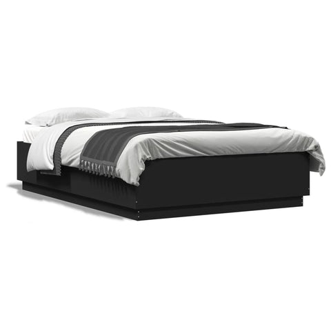 vidaXL Bed Frame with LED without Mattress Black 160x200 cm