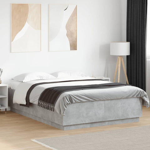 vidaXL Bed Frame with LED without Mattress Concrete Grey 160x200 cm