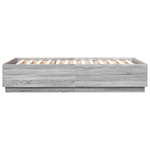 vidaXL Bed Frame with LED without Mattress Grey Sonoma 160x200 cm