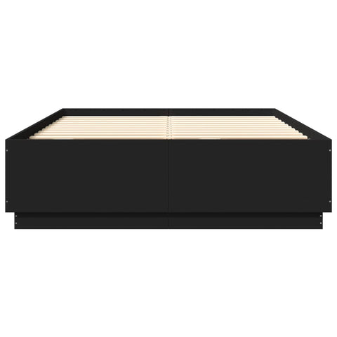 vidaXL Bed Frame with LED without Mattress Black 150x200 cm King Size