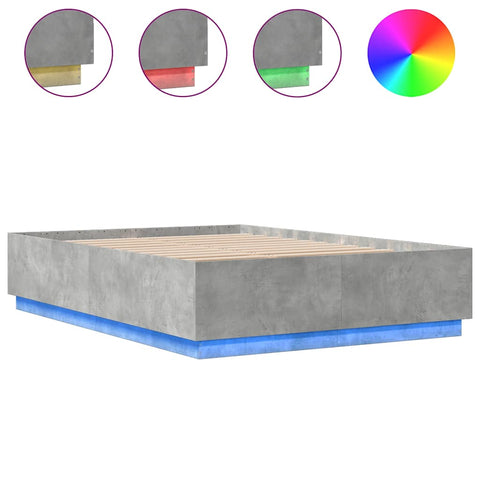 vidaXL Bed Frame with LED without Mattress Concrete Grey 150x200 cm King Size