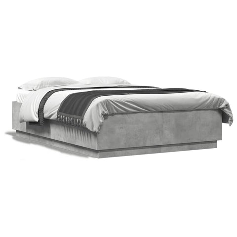 vidaXL Bed Frame with LED without Mattress Concrete Grey 150x200 cm King Size