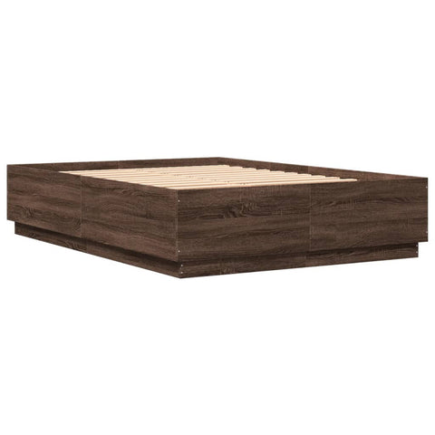 vidaXL Bed Frame with LED without Mattress Brown Oak 150x200 cm King Size