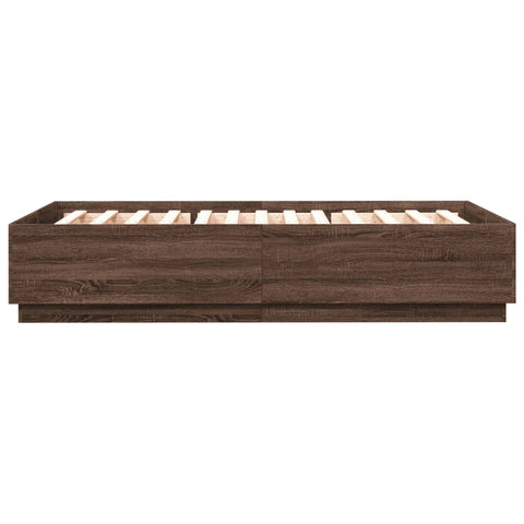 vidaXL Bed Frame with LED without Mattress Brown Oak 150x200 cm King Size