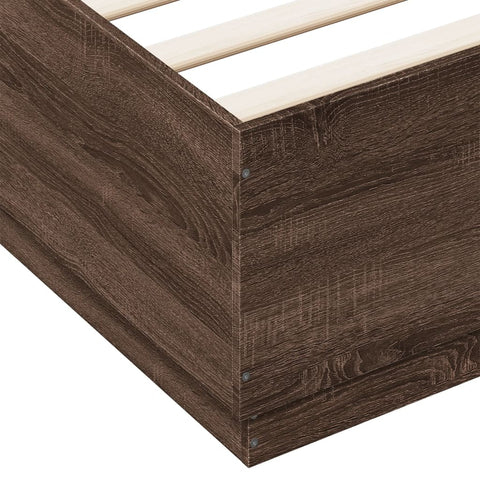 vidaXL Bed Frame with LED without Mattress Brown Oak 150x200 cm King Size