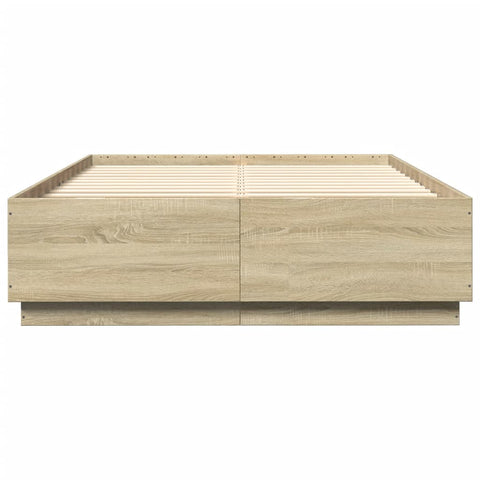 vidaXL Bed Frame with LED without Mattress Sonoma Oak 140x200 cm