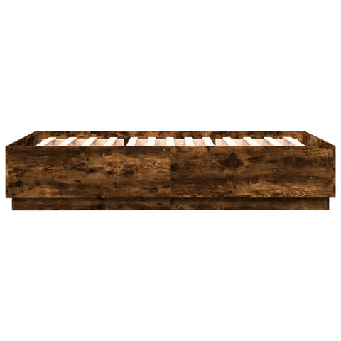 vidaXL Bed Frame with LED without Mattress Smoked Oak 120x200 cm
