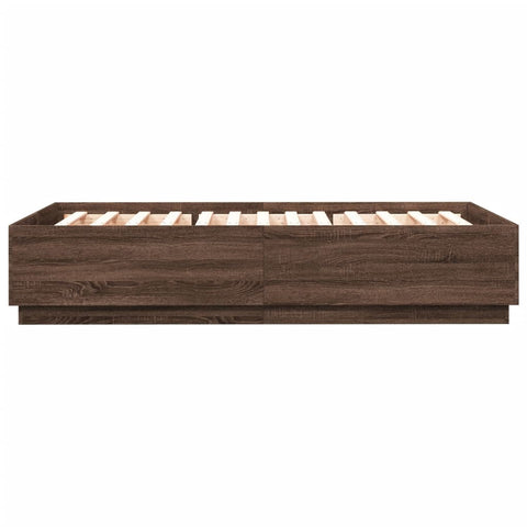 vidaXL Bed Frame with LED without Mattress Brown Oak 120x200 cm