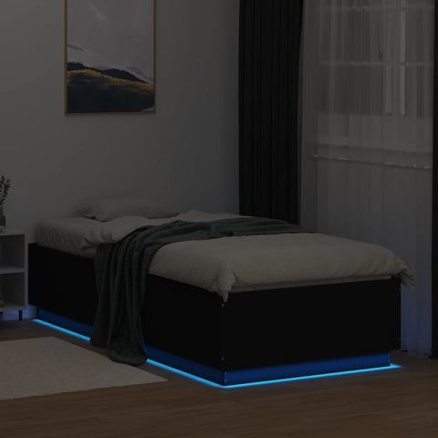 vidaXL Bed Frame with LED without Mattress Black 100x200 cm