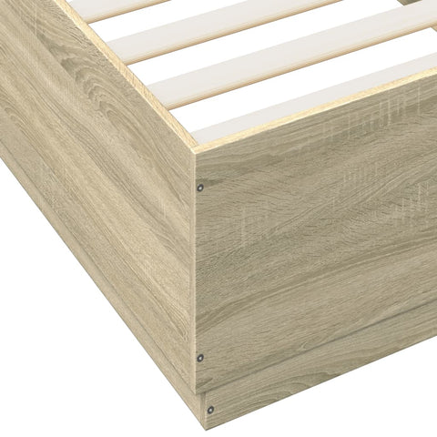 vidaXL Bed Frame with LED without Mattress Sonoma Oak 100x200 cm