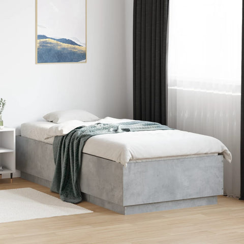 vidaXL Bed Frame with LED without Mattress Concrete Grey 90x200 cm