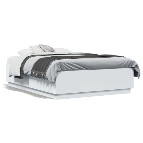 vidaXL Bed Frame with LED without Mattress White 135x190 cm Double