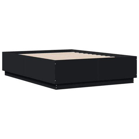 vidaXL Bed Frame with LED without Mattress Black 135x190 cm Double