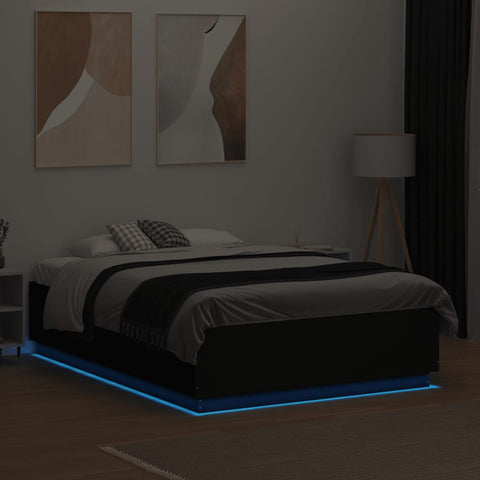 vidaXL Bed Frame with LED without Mattress Black 135x190 cm Double