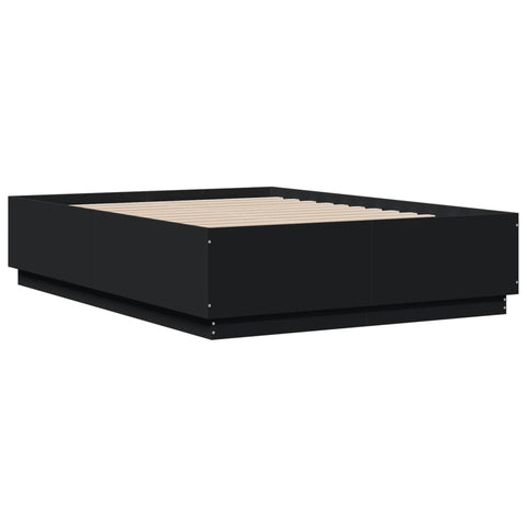 vidaXL Bed Frame with LED without Mattress Black 135x190 cm Double