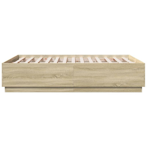 vidaXL Bed Frame with LED without Mattress Sonoma Oak 135x190 cm Double