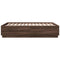 vidaXL Bed Frame with LED without Mattress Brown Oak 135x190 cm Double