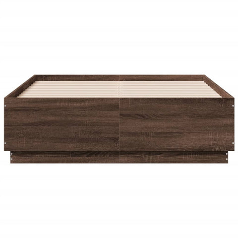 vidaXL Bed Frame with LED without Mattress Brown Oak 120x190 cm Small Double
