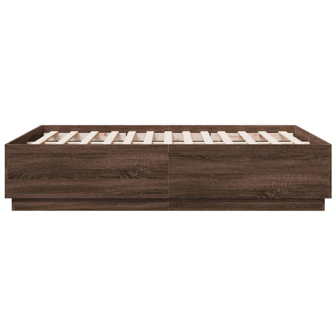 vidaXL Bed Frame with LED without Mattress Brown Oak 120x190 cm Small Double
