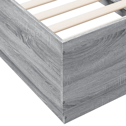 vidaXL Bed Frame with LED without Mattress Grey Sonoma 90x190 cm Single