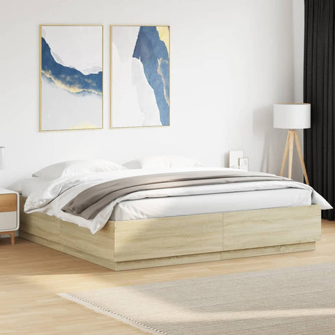 vidaXL Bed Frame without Mattress Sonoma Oak 200x200 cm